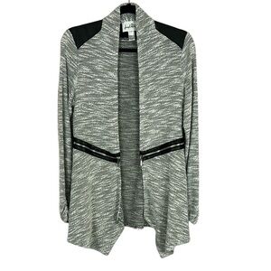 Joseph Ribkoff Classic Black Accent Open Front Longline Knit Cardigan Size 8